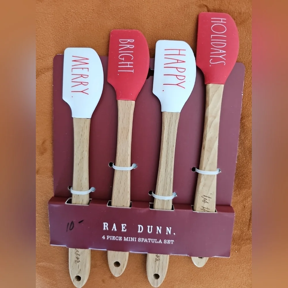 Rae Dunn CHRISTMAS‎ Spatula Set Holiday Baking USA Cooking Utensils Merry Bright